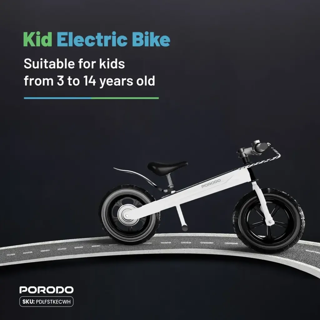 Porodo Lifestyle JoyCruiser Kids Electric Bike - White7.webp