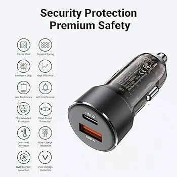 CAR CHARGER USB AND TYPE C 20W