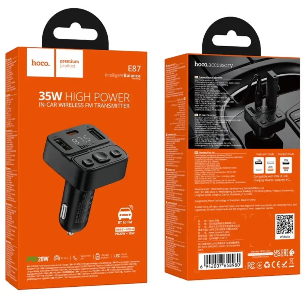 HOCO 35W HIGH POWER IN CAR WIRELESS FM TRANSMITTER