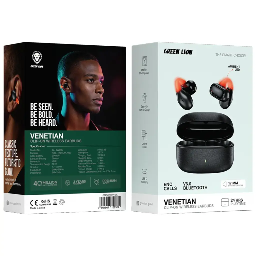 GREEN LION VENETIAN CLIP ON WIRELESS EARBUDS