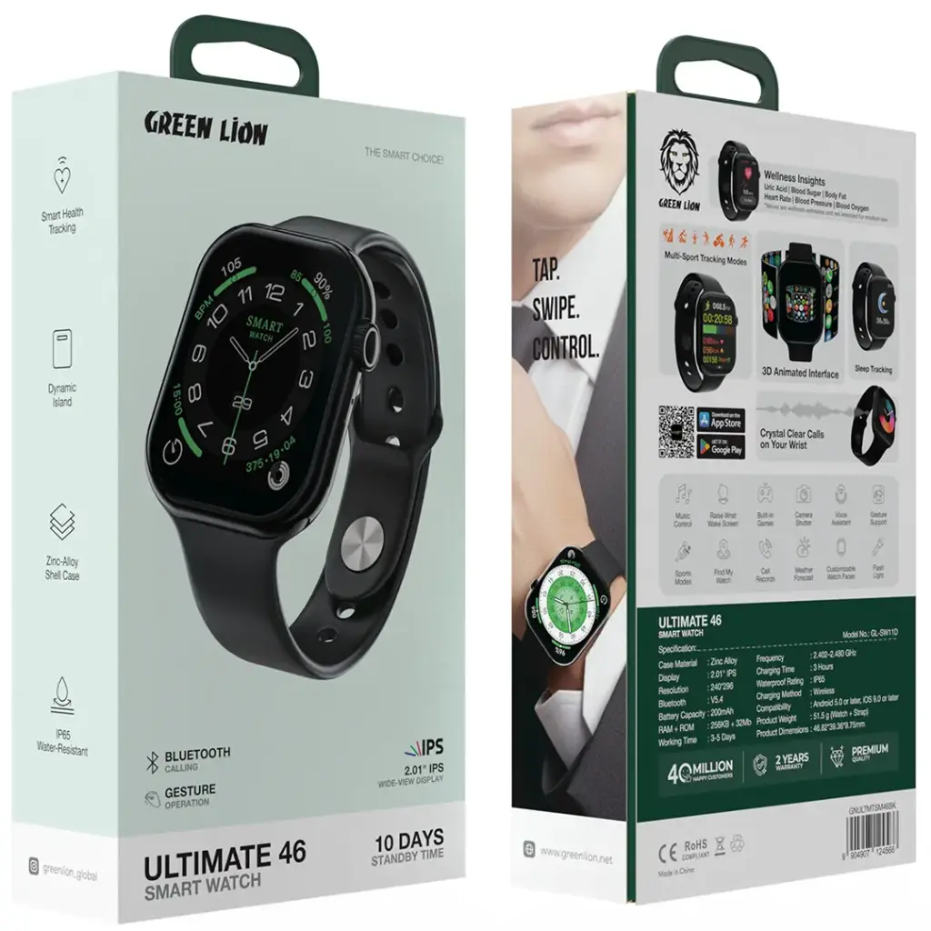 GREEN LION ULTIMATE 46 SMART WATCH (Black)